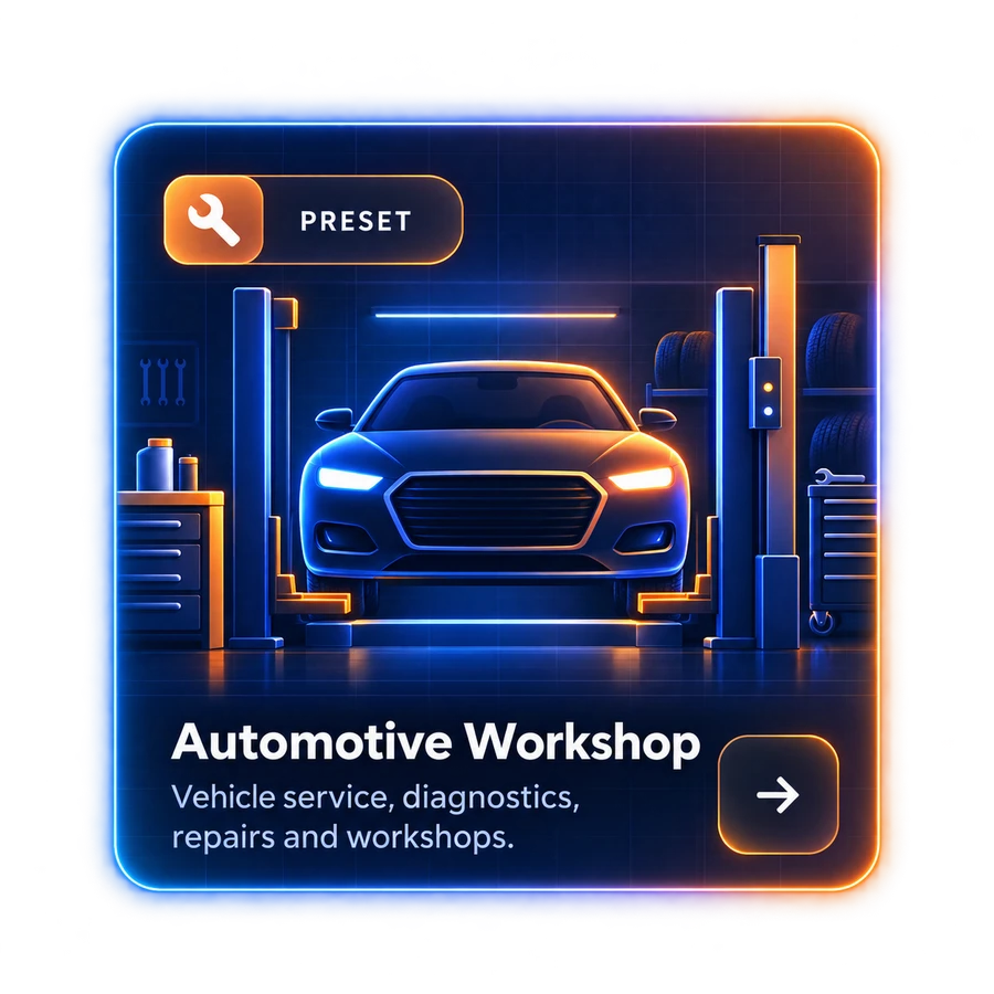 Preview artwork for ForgeRate’s Automotive Workshops preset